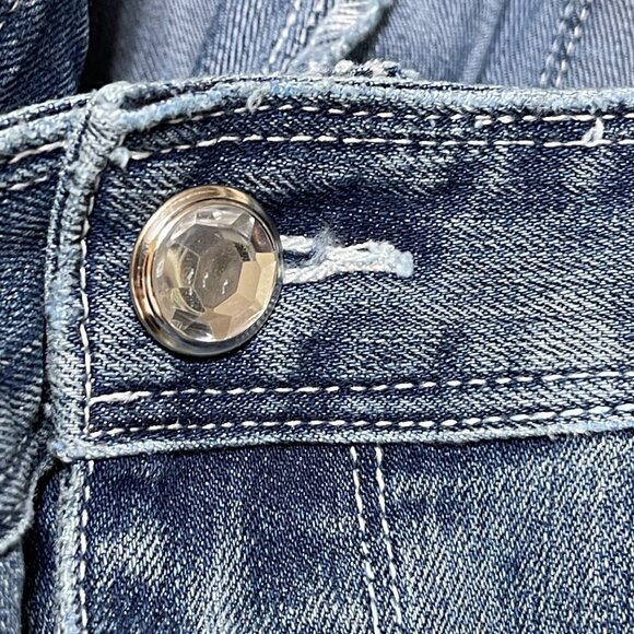 INC Denim Capri Jeans Rhinestone Bling Size 10P Petite Faded Stretch - Picture 5 of 10